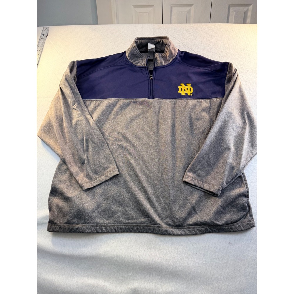 Pro Edge Notre Dame Fighting Irish Quarter Zip Pullover Mens 2XL Grey Navy Blue